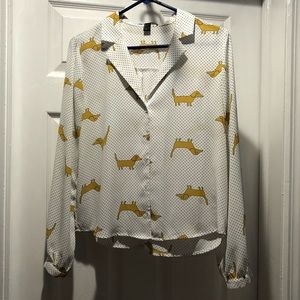 Cropped dachshund blouse